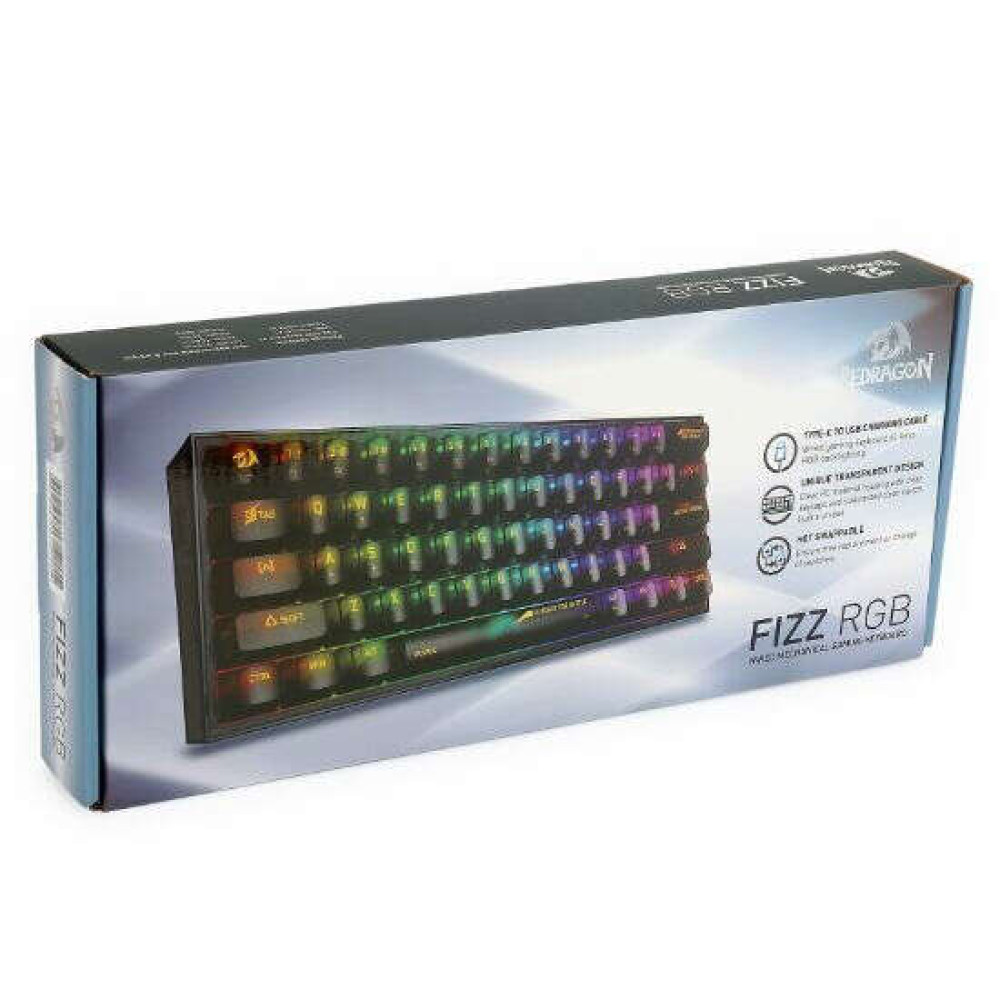 Redragon K617-CTB Fizz RGB Ενσύρματο Μηχανικό Gaming πληκτρολόγιο (Μαύρο)