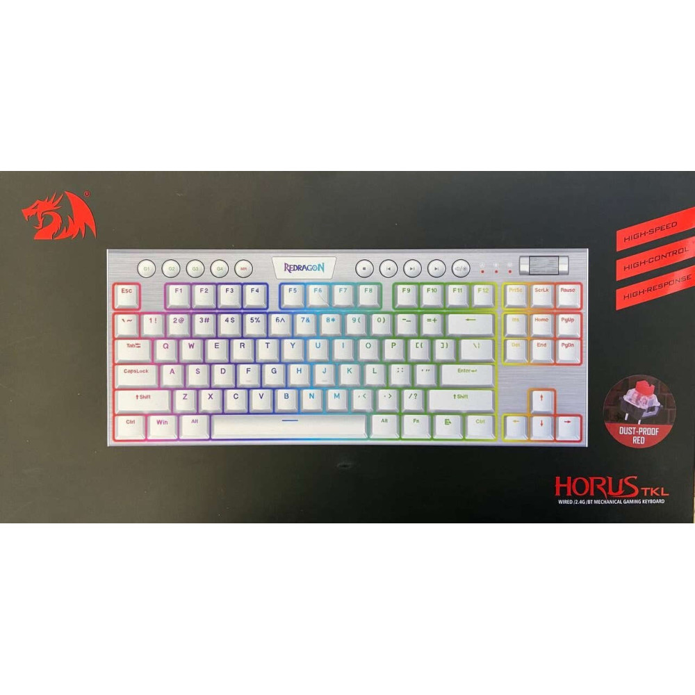 Redragon K621W-RGB Horus TKL Ασύρματο Μηχανικό Gaming πληκτρολόγιο (Λευκό)