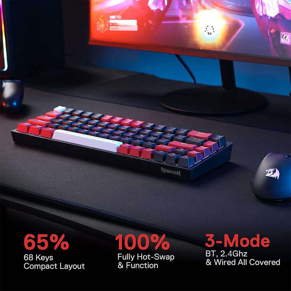 Redragon K631 Pro BRW Ασύρματο Gaming Μηχανικό πληκτρολόγιο