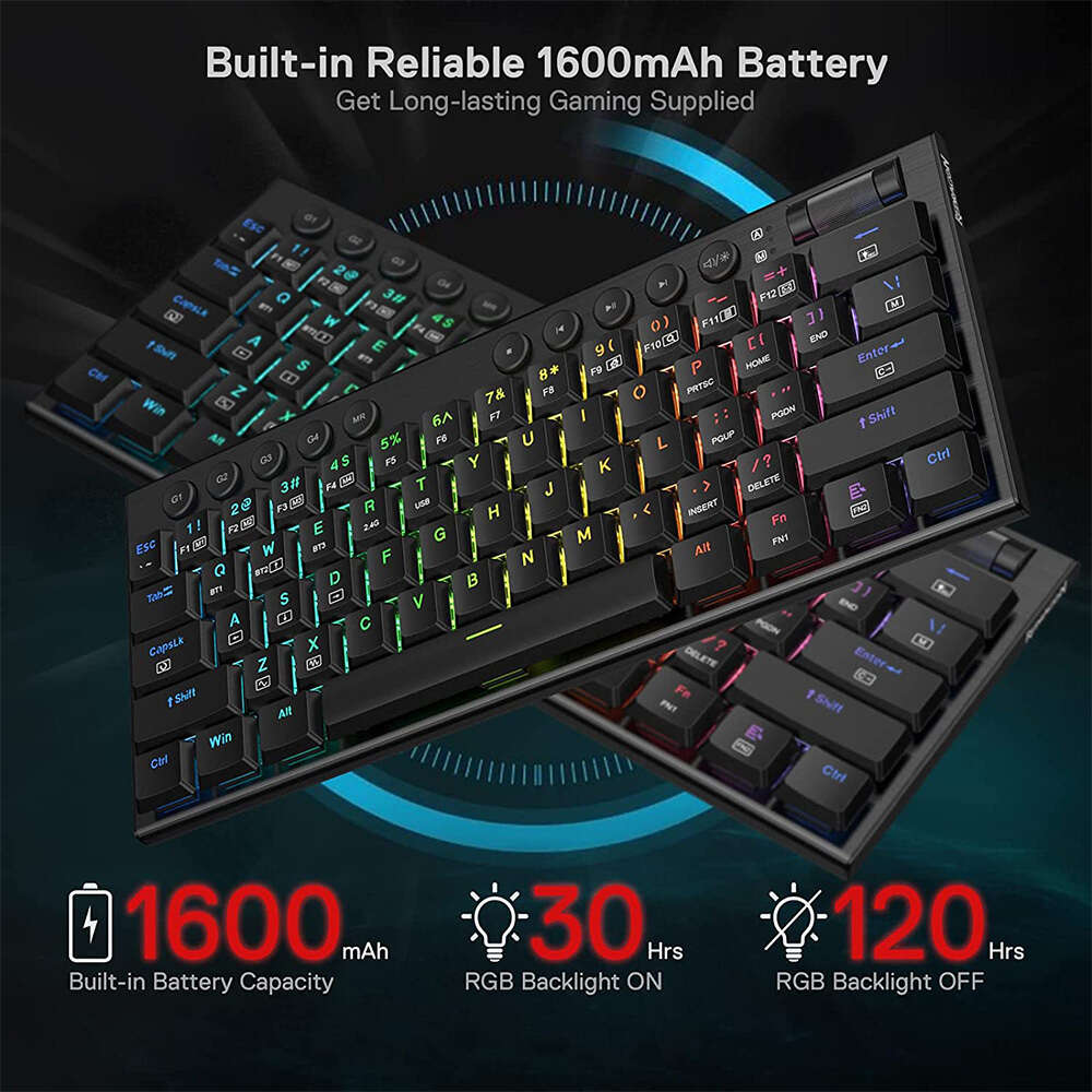 Redragon Noctis K632 PRO Ασύρματο Gaming Μηχανικό πληκτρολόγιο (Μαύρο)