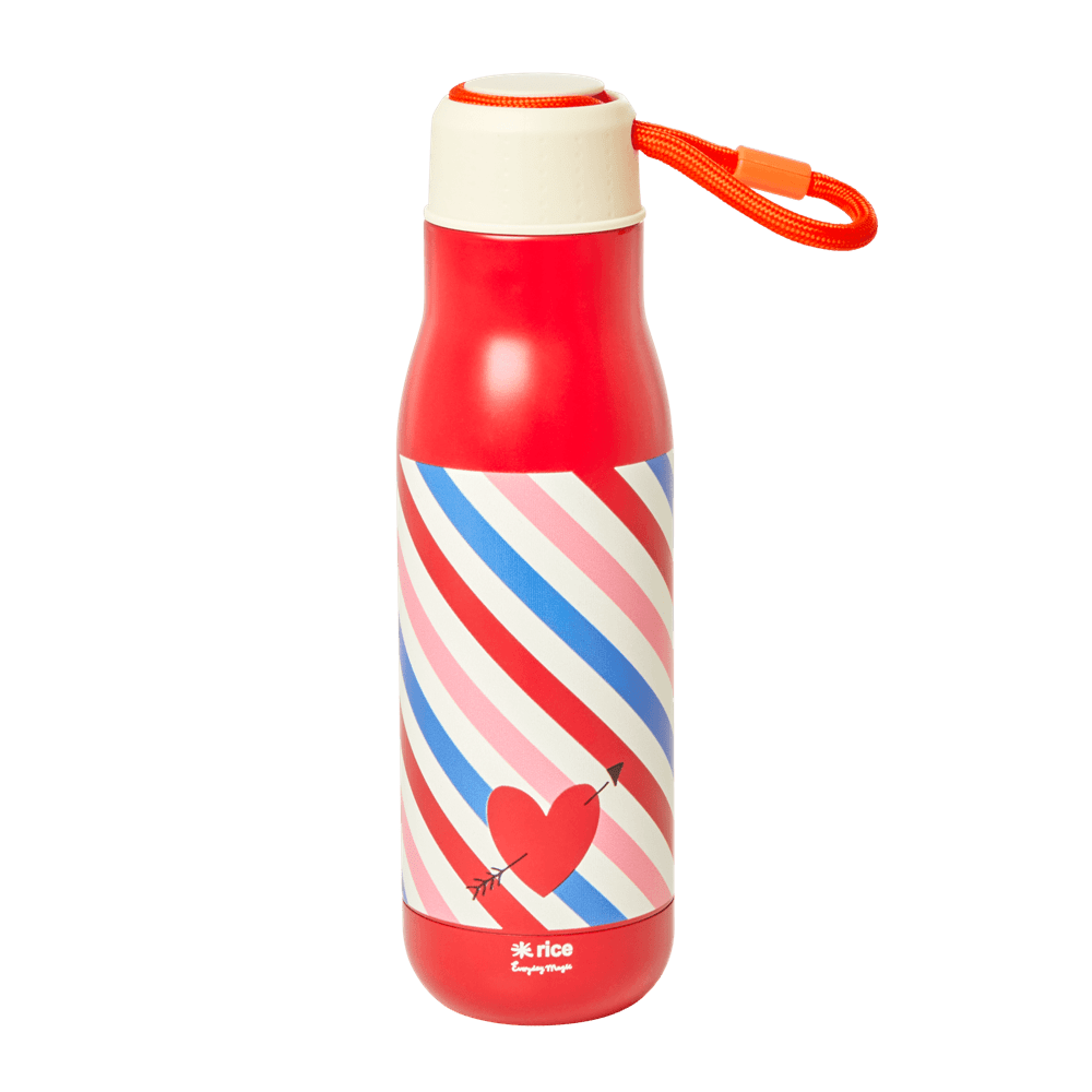 RICE Ανοξείδωτο μπουκάλι θερμός 500ml "Candy Stripes" (κόκκινο)