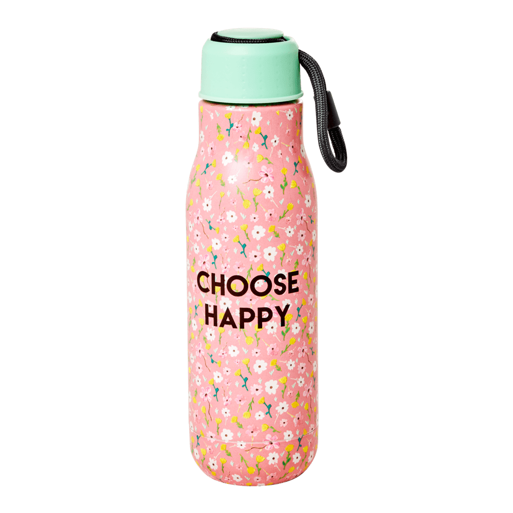 RICE Ανοξείδωτο μπουκάλι θερμός 500ml "Choose Happy" (ροζ)