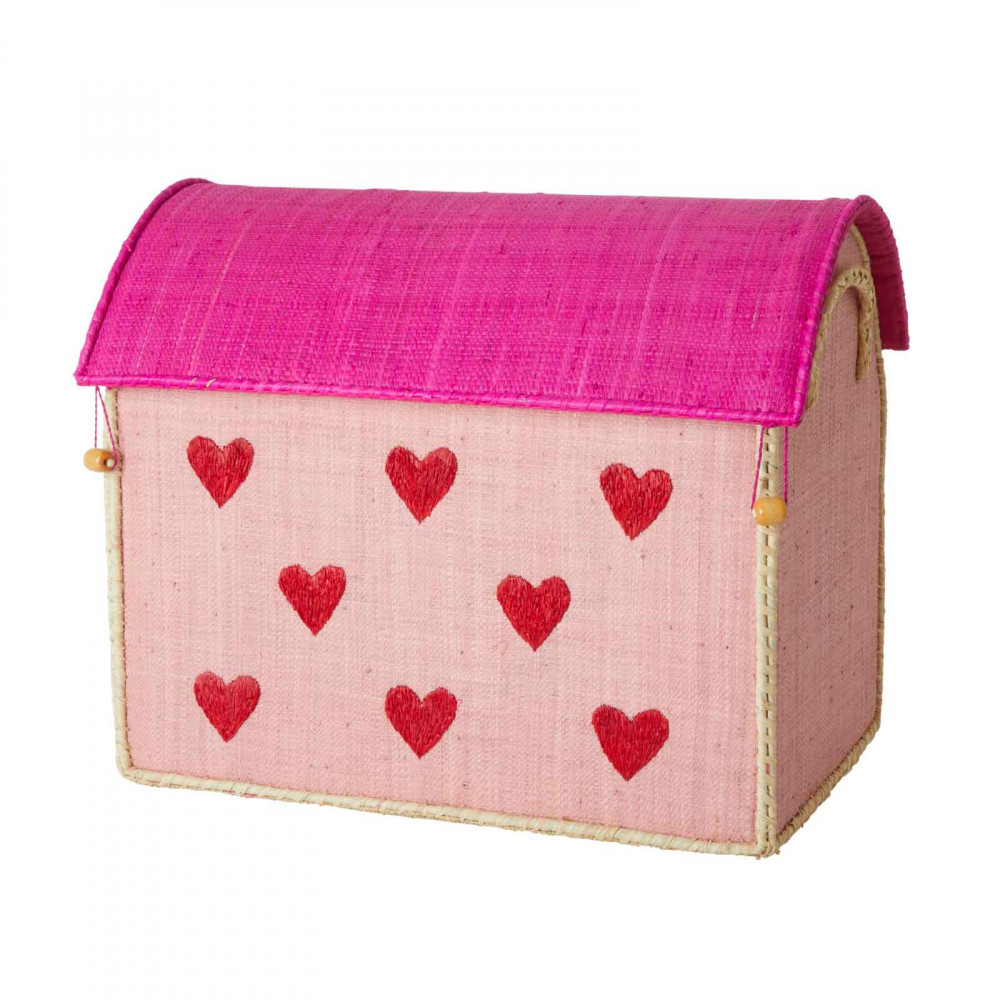 RICE Κουτί Παιχνιδιών Μεσαίο Καρδιές Ροζ