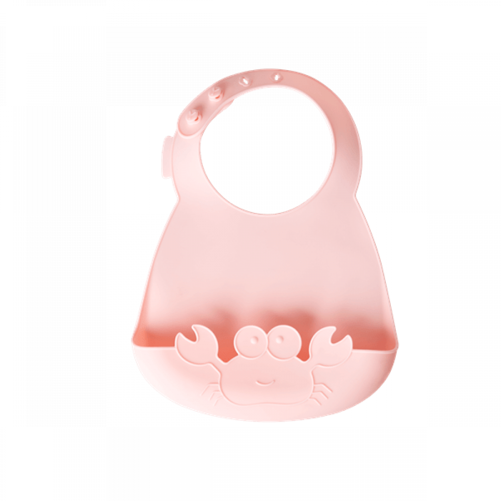 RICE Σαλιάρα σιλικόνης Κάβουρας (ροζ)