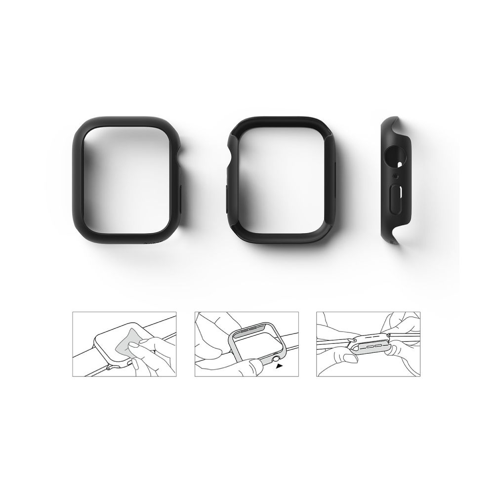 Ringke Slim 2-Pack Σετ θήκες προστασίας για Apple Watch 7 45mm (Διάφανο + Ματ Μαύρο)