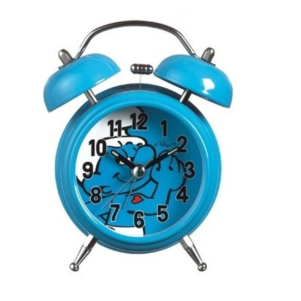 Ρολόι Ξυπνητήρι με Φως 10cm Στρουμφάκι Μπλε (BE27447)