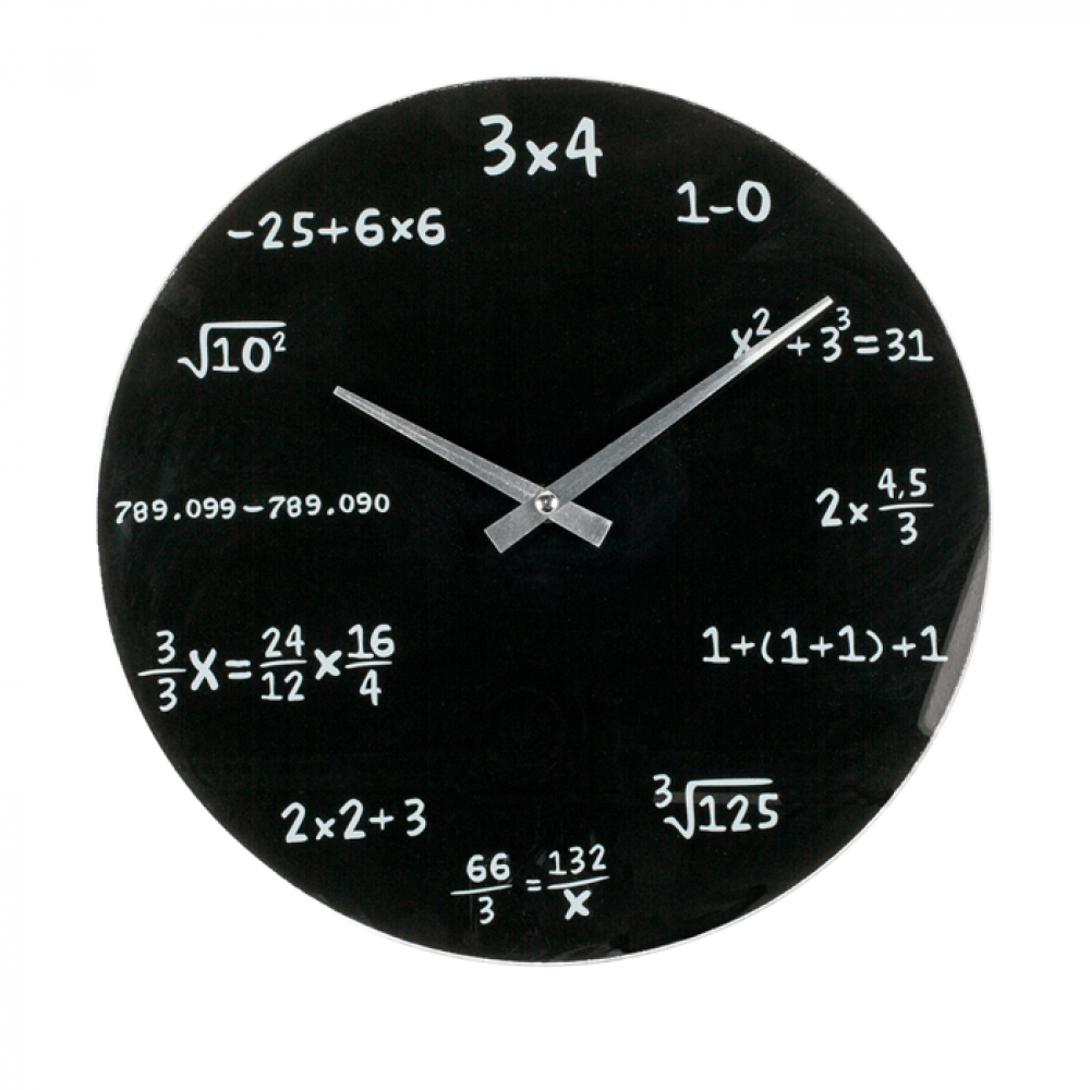 Ρολόι Τοίχου Γυάλινο με Μαθηματικούς Τύπους 35 cm (Μαύρο)
