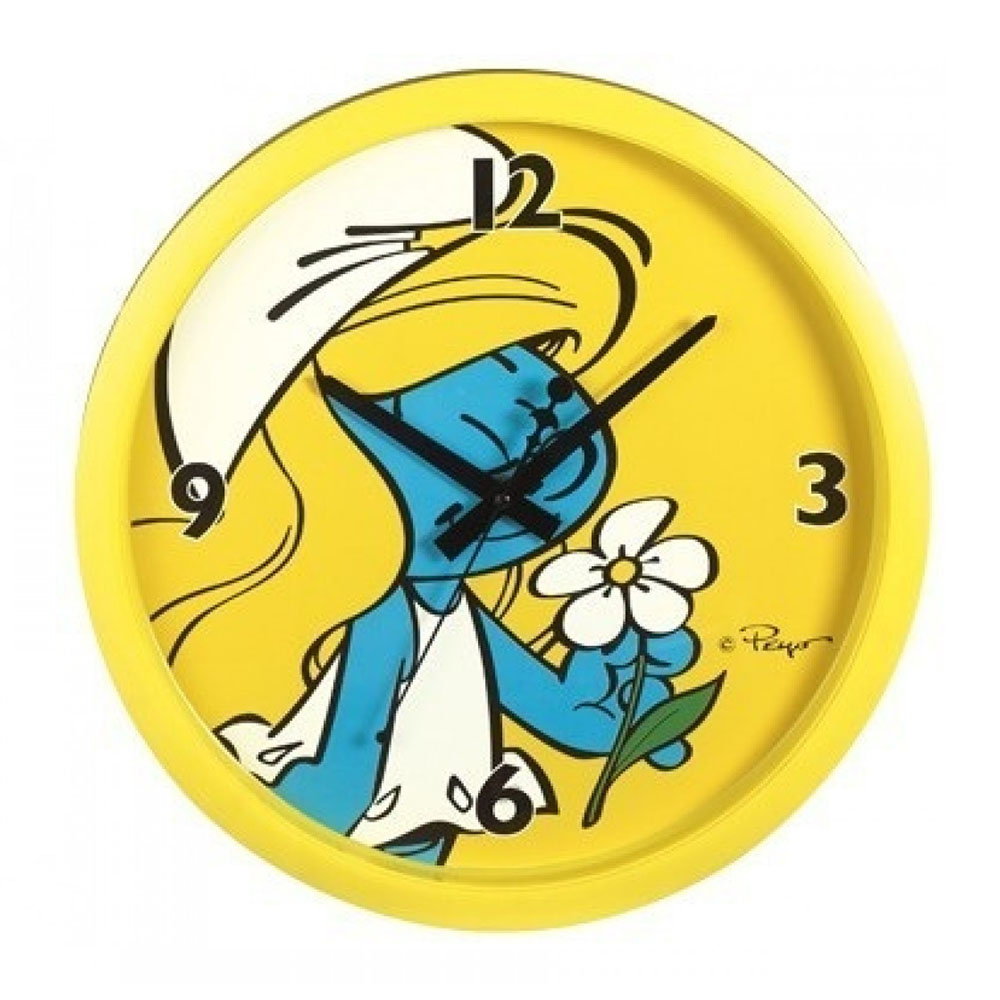 Ρολόι Τοίχου 25cm Στρουμφίτα Smurf Κίτρινο