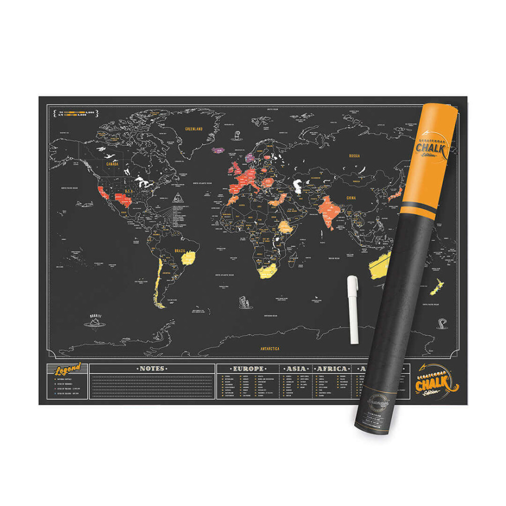 Scratch Map® Luckies Chalk - Παγκόσμιος Χάρτης Ξύνω Γράφω