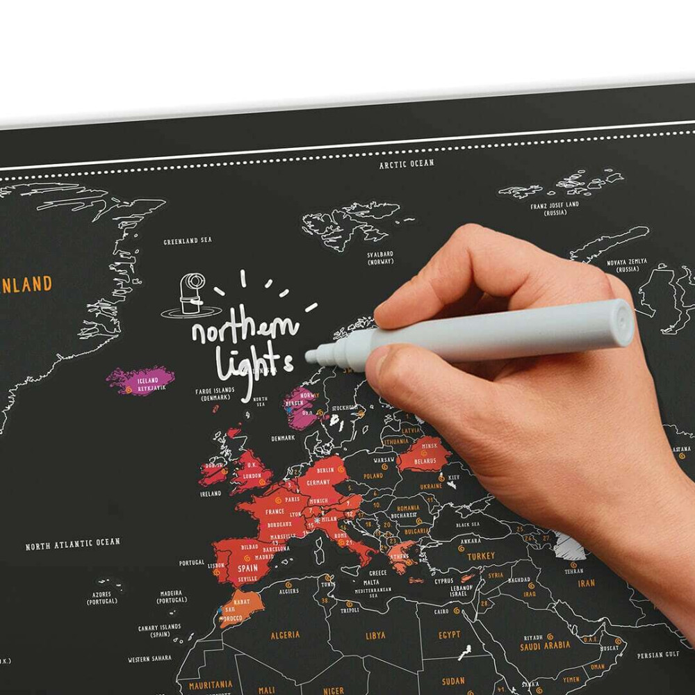 Scratch Map® Luckies Chalk - Παγκόσμιος Χάρτης Ξύνω Γράφω