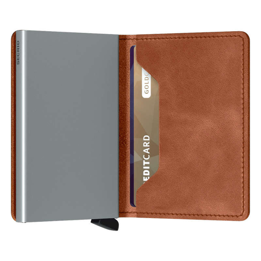 Secrid Slimwallet Πορτοφόλι Vintage (Cognac-Silver)