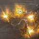 Σετ 10 led λαμπάκια χρυσά μεταλλικά αστέρια 3D με θερμό φωτισμό