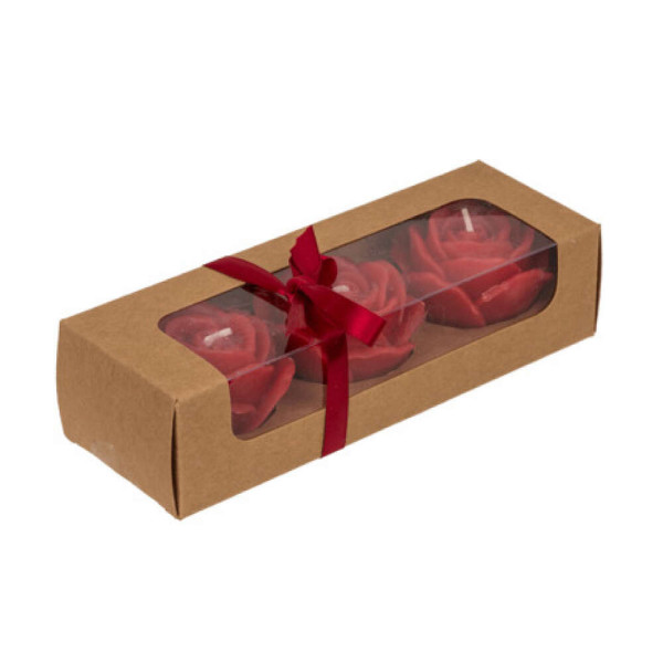 Σετ Κεριά σε Σχήμα Τριαντάφυλλου - 3 τμχ