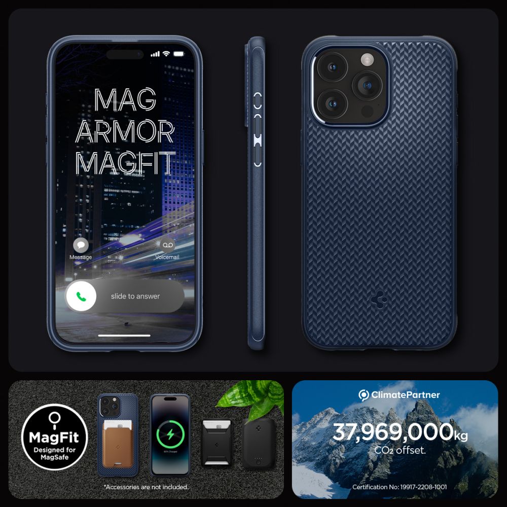 Spigen Mag Armor Hybrid MagSafe Back Cover Θήκη για Apple iPhone 15 Pro (Navy Blue)
