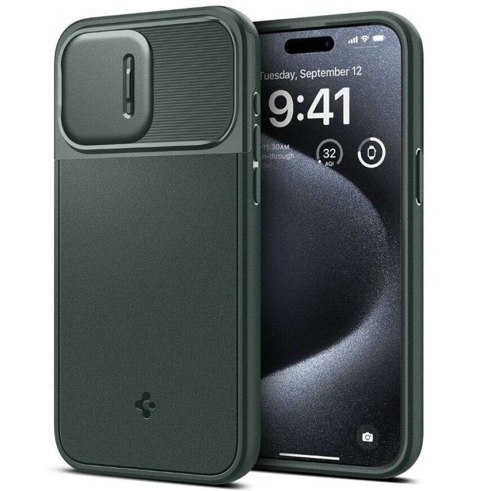 Spigen Optik Armor MagSafe Back Cover Θήκη με Κάλυμμα για την Κάμερα για Apple iPhone 15 Pro (Abyss Green)