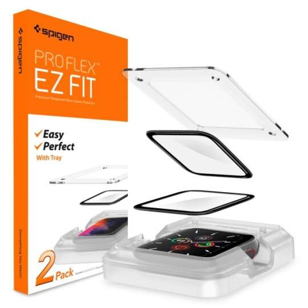 Spigen ProFlex EZ Fit Hybrid Tempered Glass Full Cover για Apple Watch Series 4/5/6/SE 40mm (2τμχ)