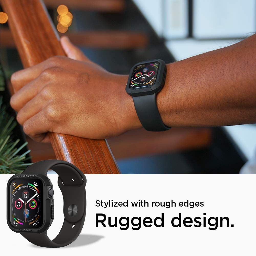 Spigen Rugged Armor θήκη για Apple Watch 4/5/6/7/8/SE 44/45mm (Μαύρο)