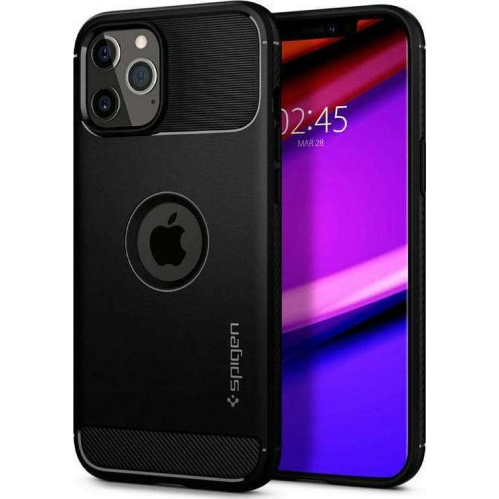 Spigen Rugged Armor Back Cover Θήκη για Apple iPhone 12 / 12 Pro (Black)