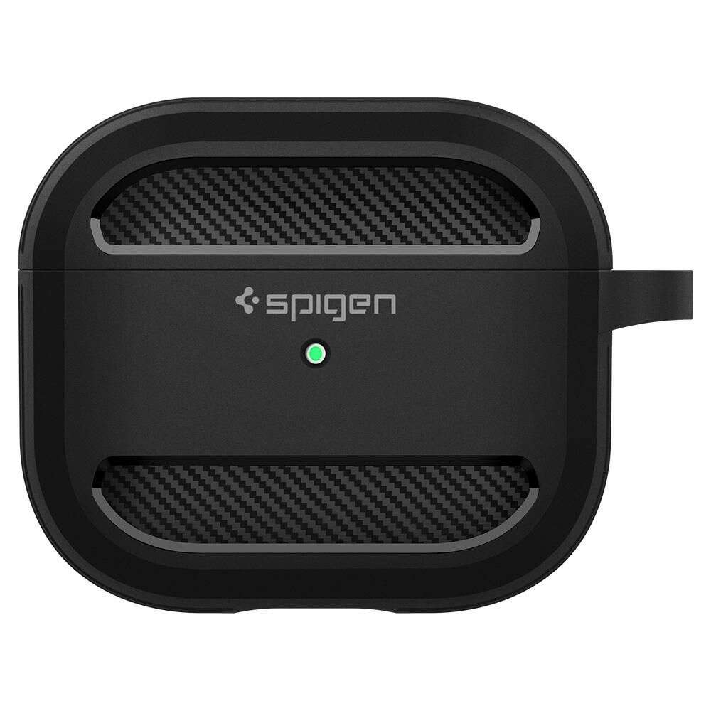 Spigen Rugged Armor Θήκη Σιλικόνης με Γάντζο για Apple AirPods 3 (Μαύρο)