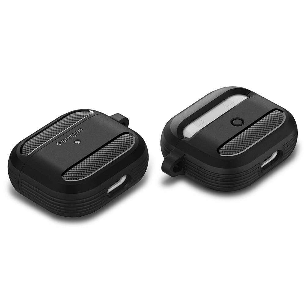 Spigen Rugged Armor Θήκη Σιλικόνης με Γάντζο για Apple AirPods 3 (Μαύρο)