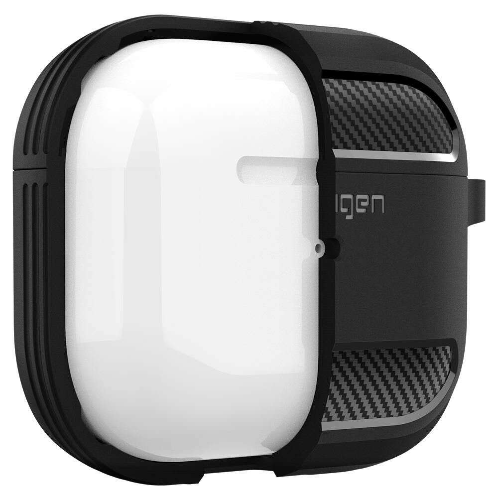 Spigen Rugged Armor Θήκη Σιλικόνης με Γάντζο για Apple AirPods 3 (Μαύρο)