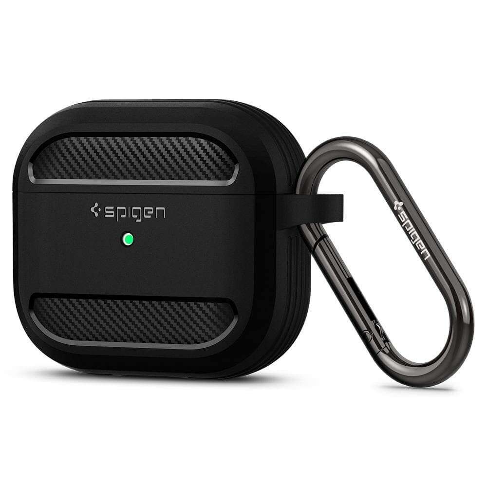 Spigen Rugged Armor Θήκη Σιλικόνης με Γάντζο για Apple AirPods 3 (Μαύρο)