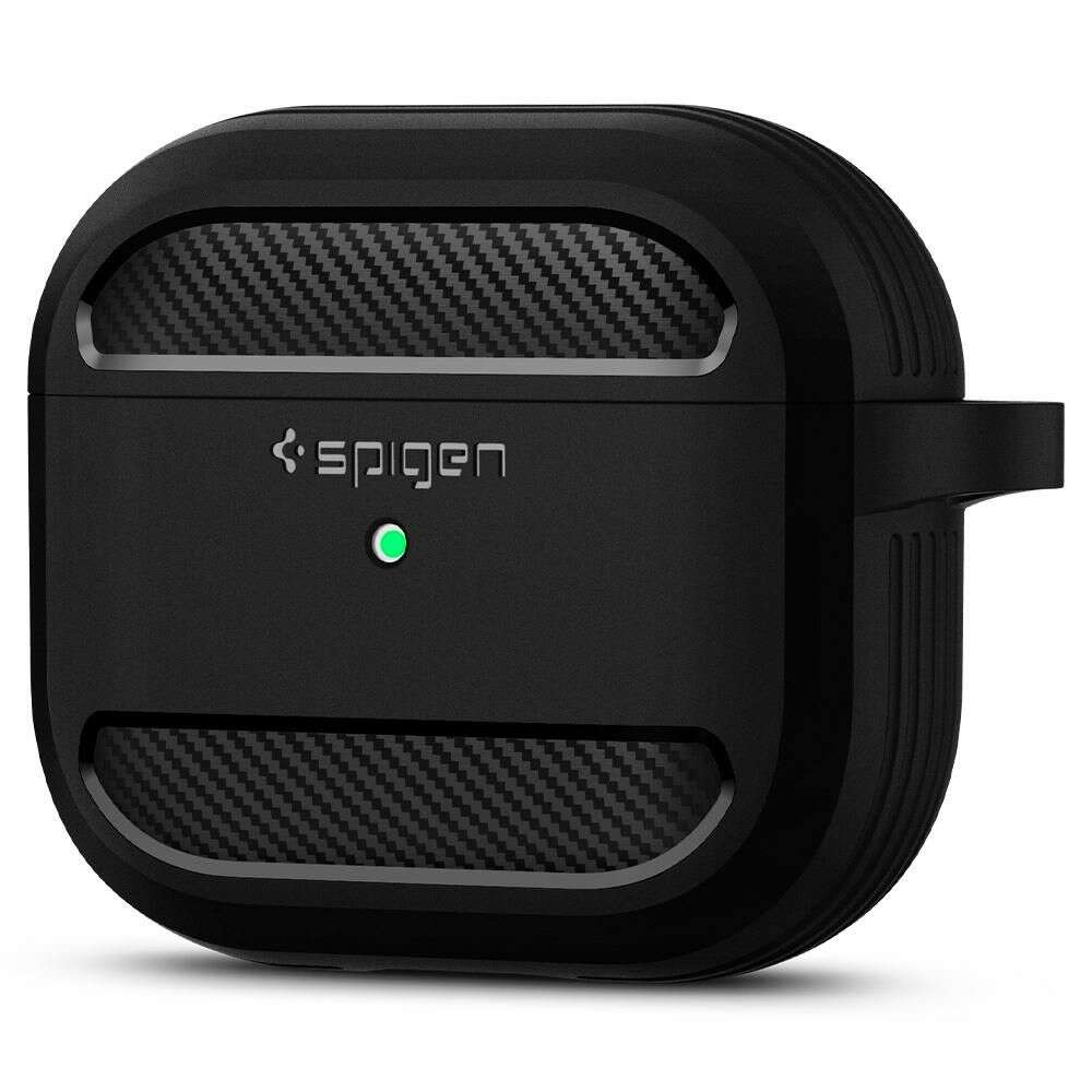 Spigen Rugged Armor Θήκη Σιλικόνης με Γάντζο για Apple AirPods 3 (Μαύρο)