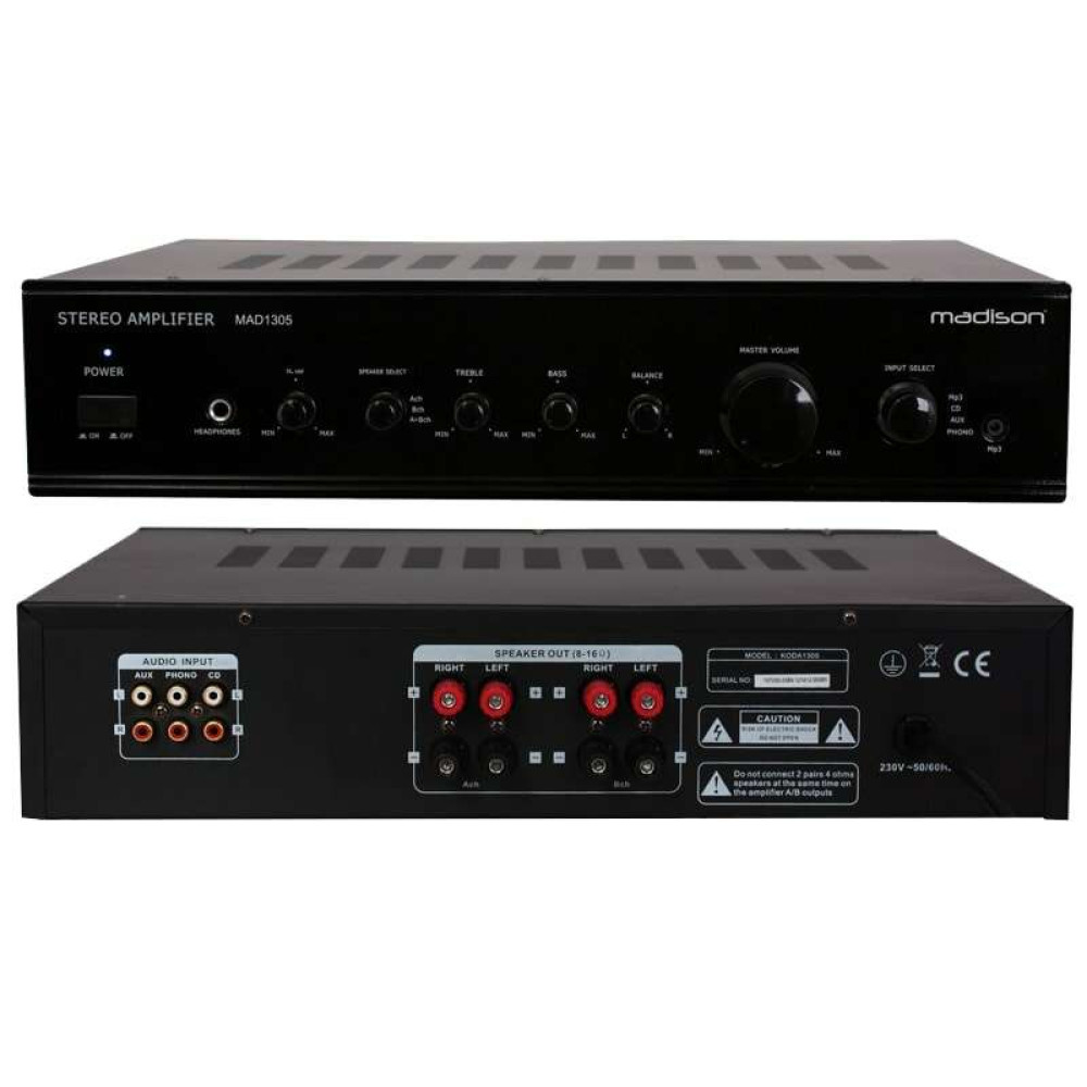 Στερεοφωνικός Ενισχυτής Hi Fi 2x100W RMS - Madison MAD1305 (Μαύρος)