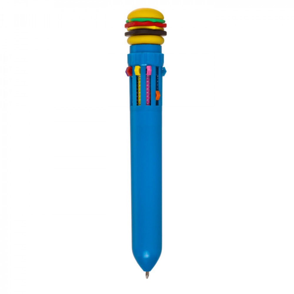 Στυλό Fast Food με 10 Χρώματα Μπλε (Burger)