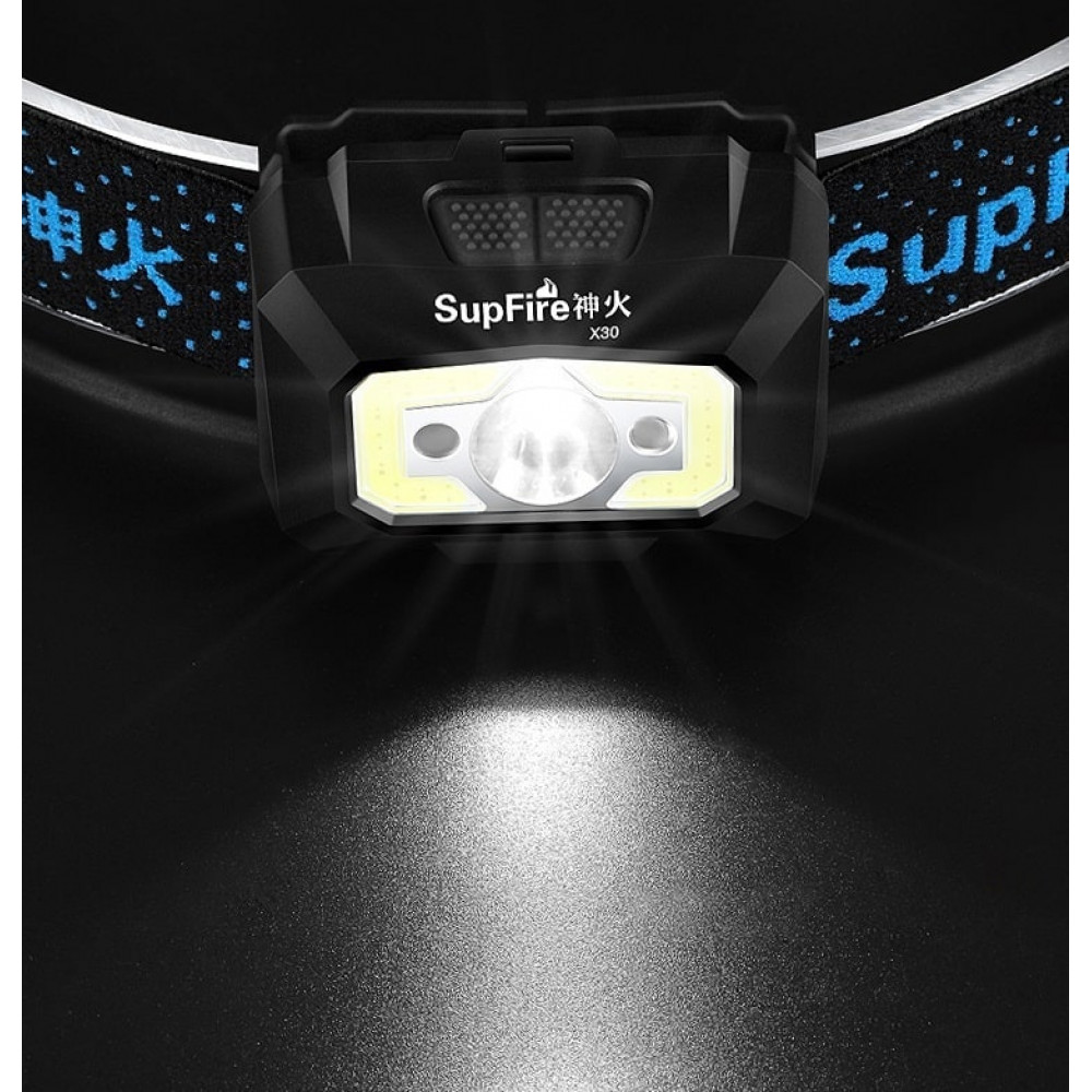 SuperFire X30 επαναφορτιζόμενος φακός κεφαλής 500lm (Μαύρο)