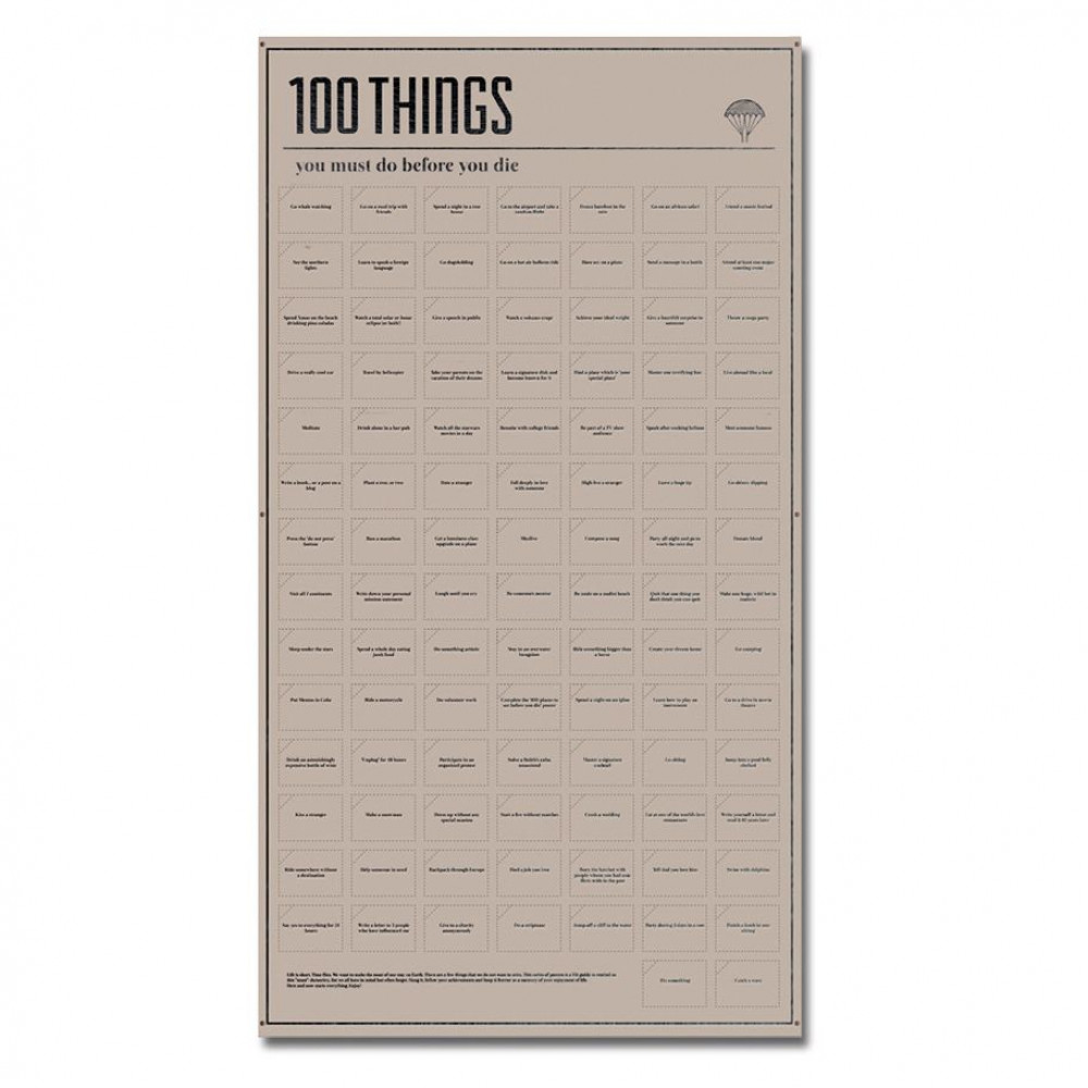 Τα 100 Kαλύτερα Πράγματα που Πρέπει να κάνετε στη Zωή σας, χάρτινη διαδραστική αφίσα (98x55cm) DOIY