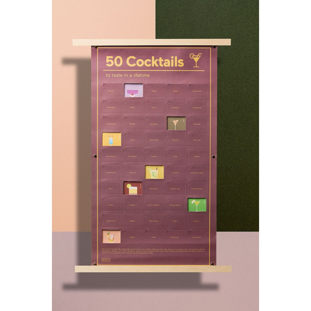Τα 50 Cocktails Που Πρέπει να Πιείτε στη Ζωή σας, χάρτινη διαδραστική αφίσα (64x35cm) DOIY