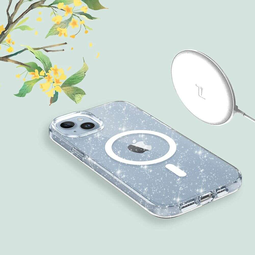 Tech Protect Flexair Hybrid Magsafe Back Cover Θήκη για Apple iPhone 15 Pro Max (Glitter/Clear)