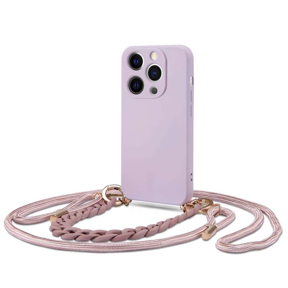 Tech Protect Icon Chain Back Cover Θήκη Σιλικόνης με Λουράκι για Apple iPhone 13 Pro (Violet)