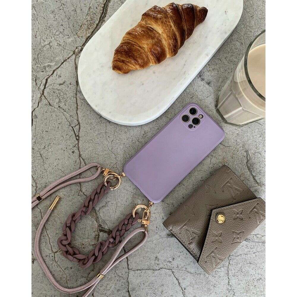 Tech Protect Icon Chain Back Cover Θήκη Σιλικόνης με Λουράκι για Apple iPhone 14 Pro Max (Violet)