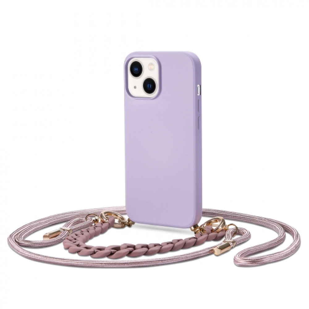 Tech Protect Icon Chain Back Cover Θήκη Σιλικόνης με Λουράκι για Apple iPhone 14 (Violet)
