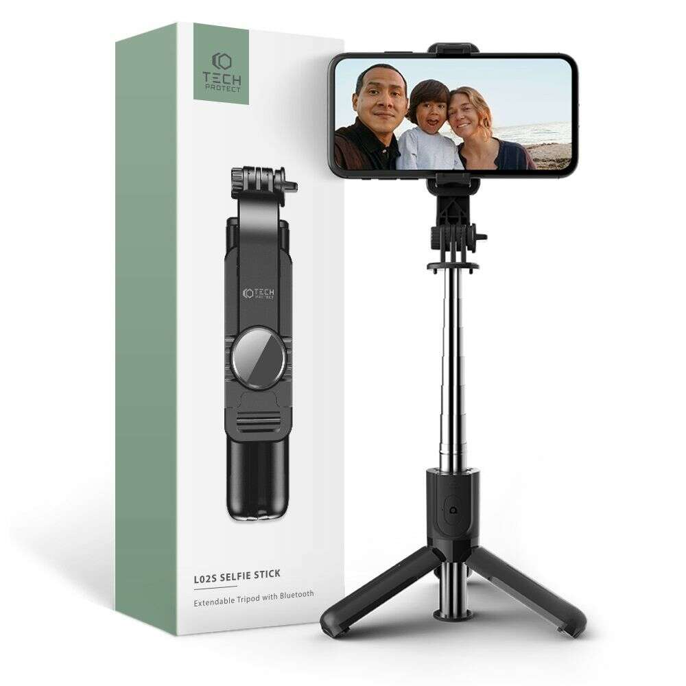 Tech-Protect L02S Bluetooth Wireless Tripod / Selfie Stick για Κινητά (Μαύρο)