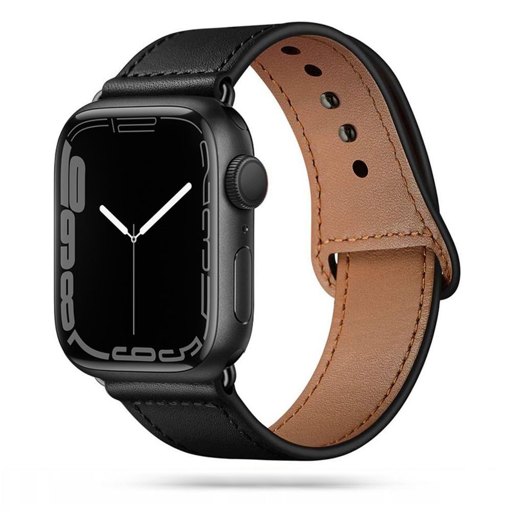 Tech-Protect LeatherFit δερμάτινο λουράκι για Apple Watch 38/40/41mm (Μαύρο)