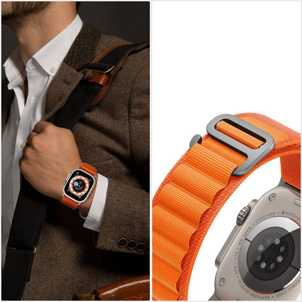 Tech-Protect Nylon Pro λουράκι υφασμάτινο για Apple Watch 42/44/45/49mm (Black-Orange)