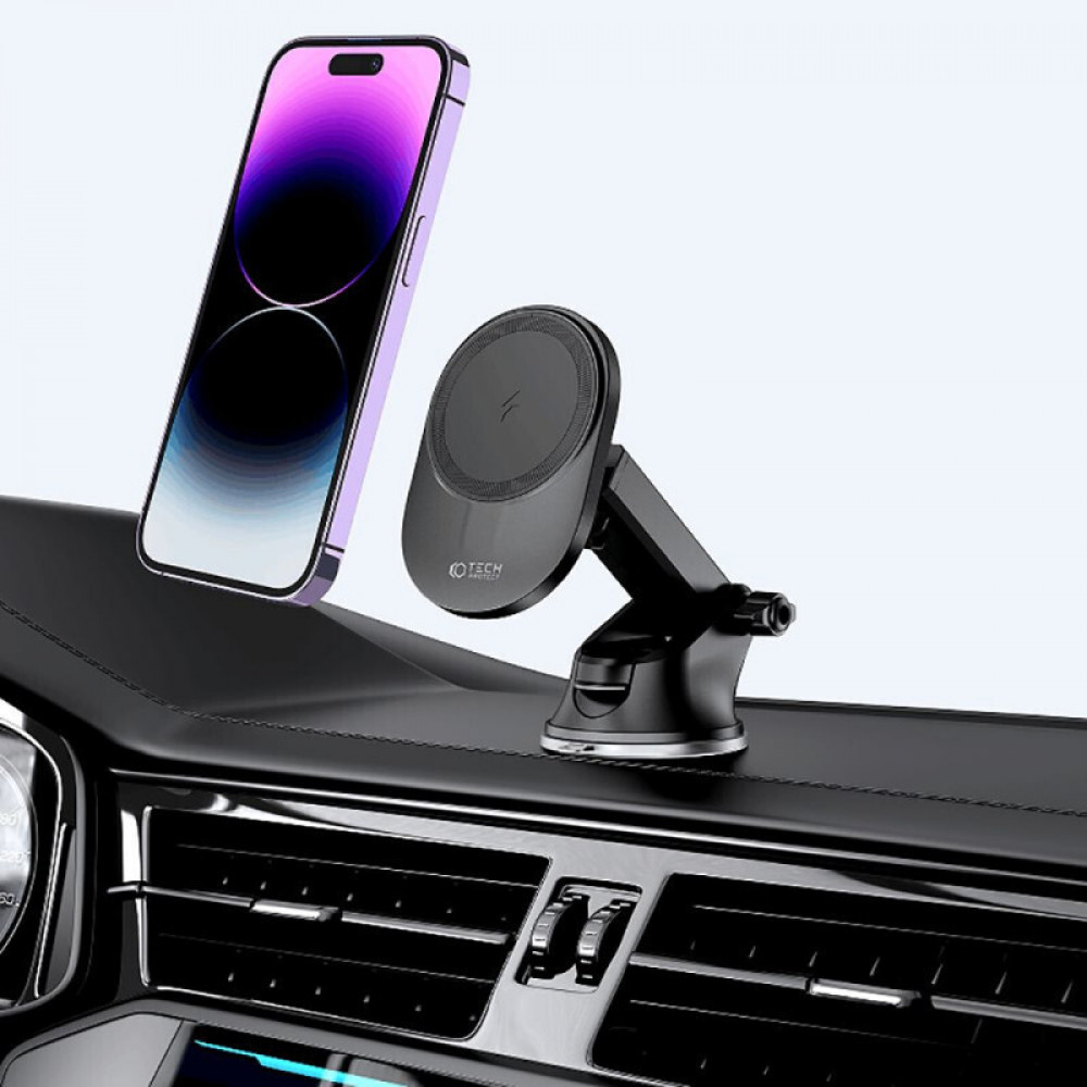 Tech-Protect V1 Magsafe Dashboard & Vent Car Mount Wireless Charger 15W Βάση Αυτοκινήτου με Ασύρματη Φόρτιση (Μαύρο) 