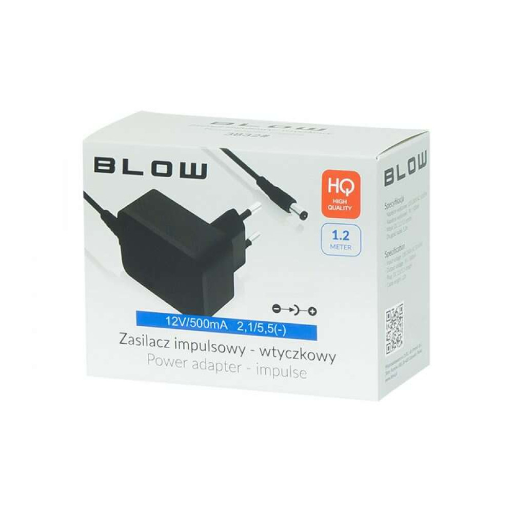 Τροφοδοτικό 12V / 500mA 2.1 / 5.5 (-) - Blow