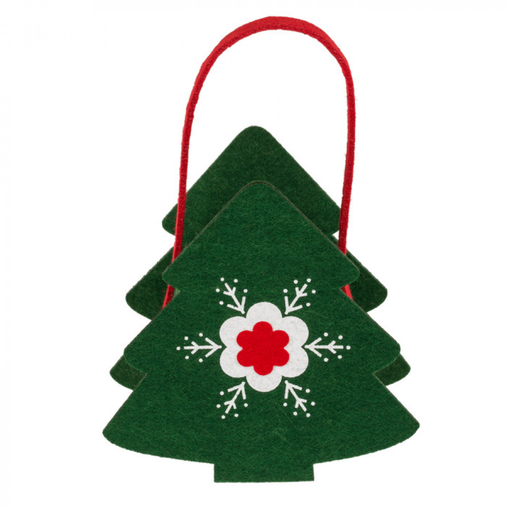 Τσάντα Δώρου από Τσόχα Christmas Tree 21 x 13 x 8 cm Πράσινο (1 τμχ)