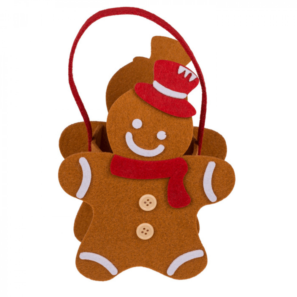 Τσάντα Δώρου από Τσόχα Gingerbread Cookie 21 x 13 x 8 cm Καφέ (1 τμχ)