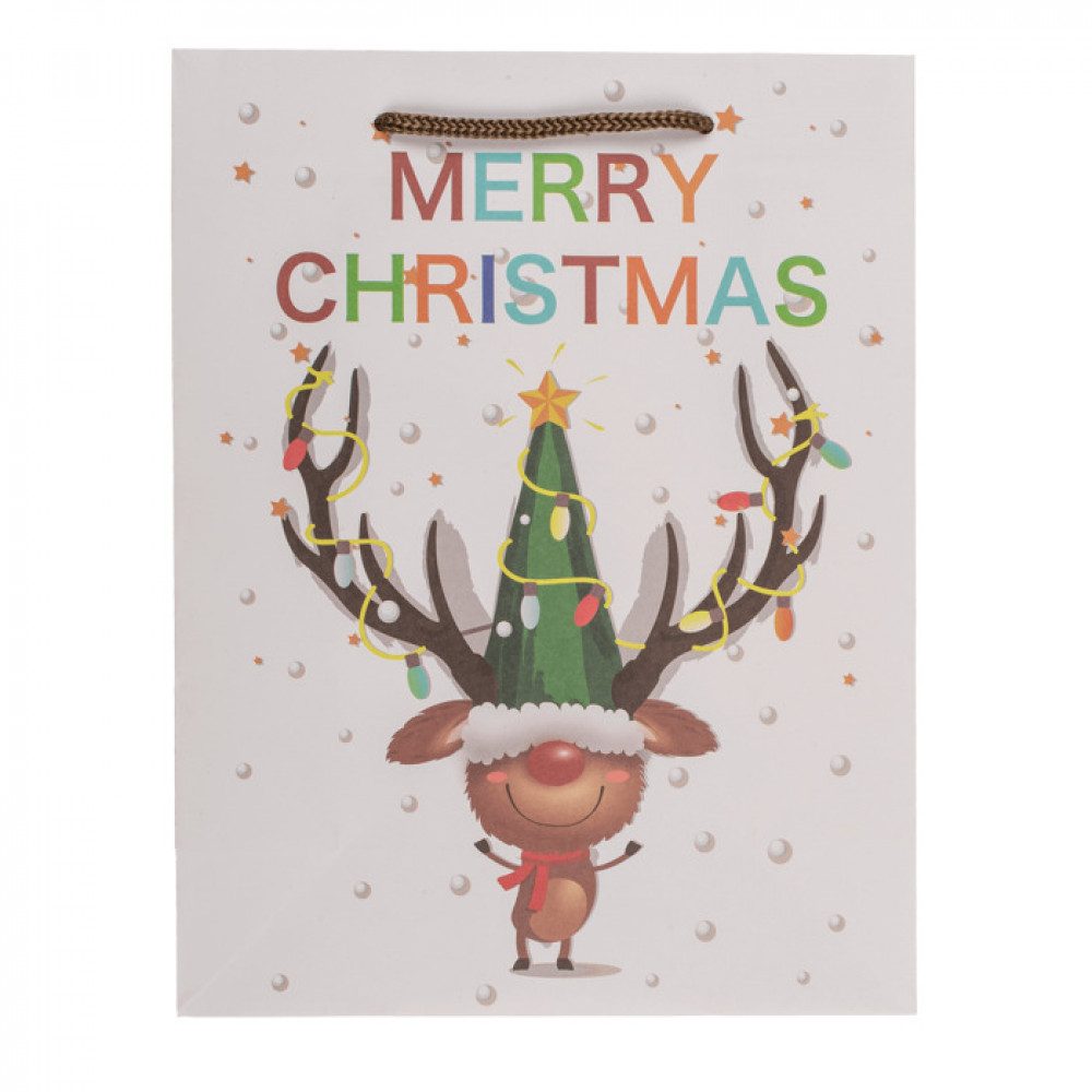 Τσάντα Δώρου Merry Christmas Rudolf 18 x 8 x 23 cm (1 τμχ)