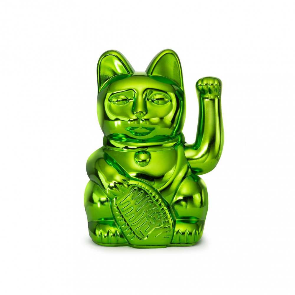 Τυχερή Γάτα Καλωσορίσματος Maneki Neko DONKEY 15 x 10,5 x 8 cm - Mεταλλικό Πράσινο
