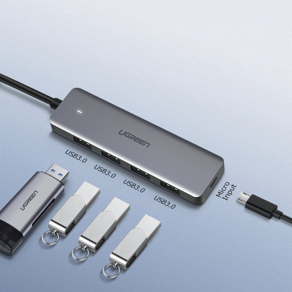 UGreen αντάπτορας USB-C 4 Ports Hub σε 4x USB 3.0 + micro USB CM219/70336