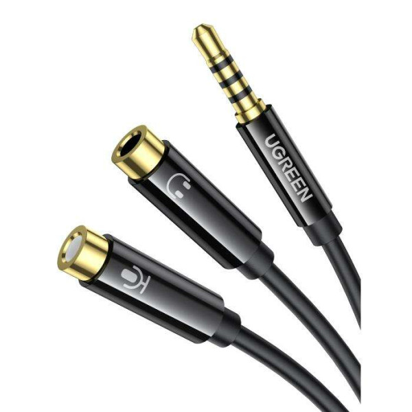 Ugreen AV141/30620 Splitter 3.5mm male σε 3.5mm female 0.2m (Μαύρο)