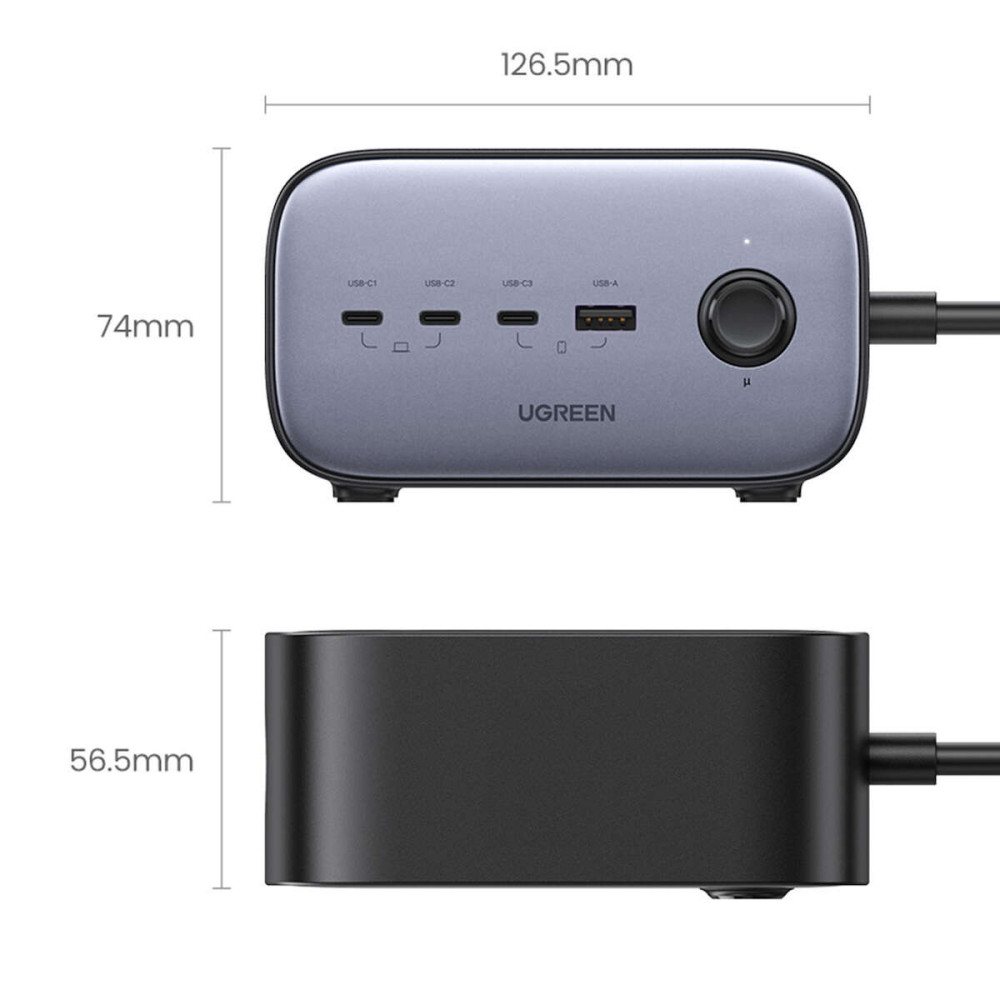 Ugreen CD270/60167 πολύπριζο 2 Θέσεων & GaN II Charging Station 100W (Μαύρο)