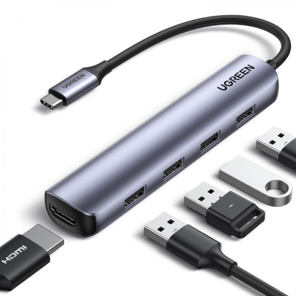 UGreen CM417/20197 αντάπτορας 5 σε 1 USB-C  (Γκρι)