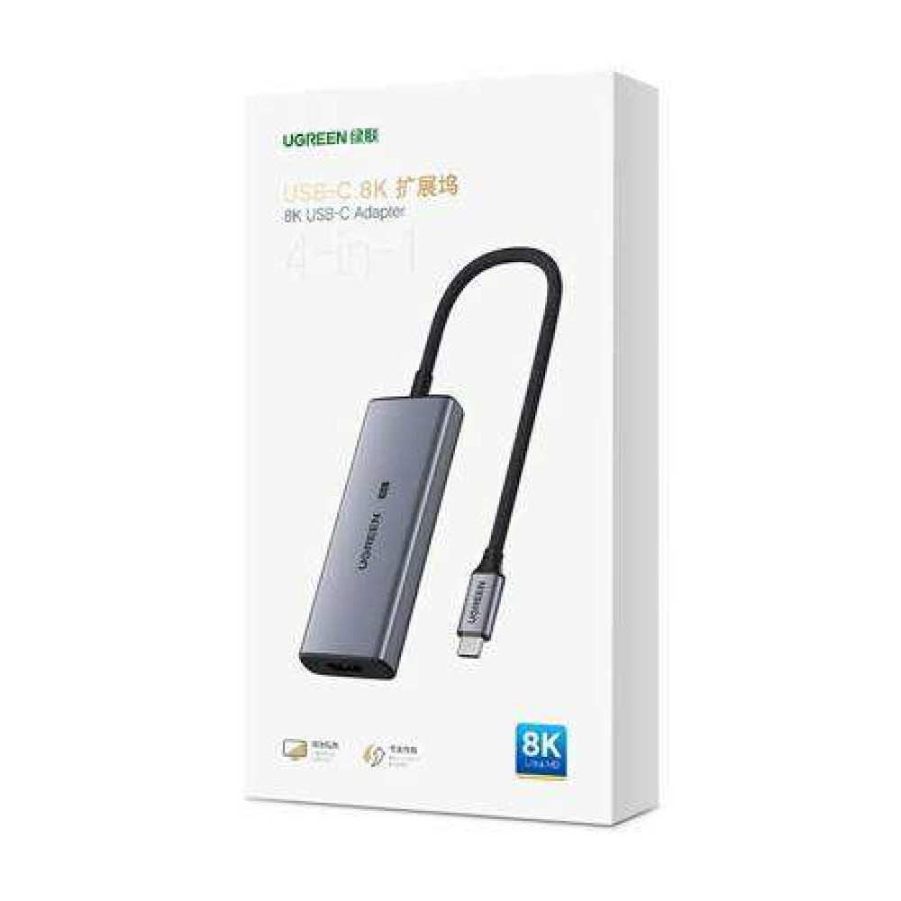 UGreen CM500 αντάπτορας Hub 4 σε 1 από USB-C σε 3x USB 3.0 +HDMI2.1 8K (Γκρι)